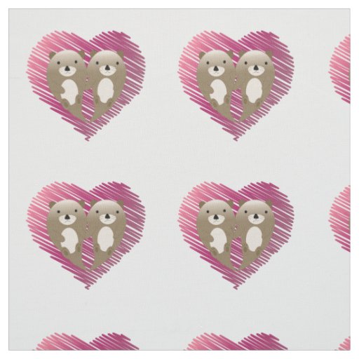 Cute Floating Otters in Love Fabric