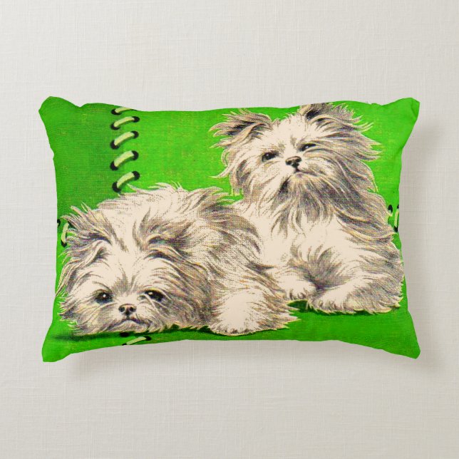 cute floofy dogs print accent pillow (Front)