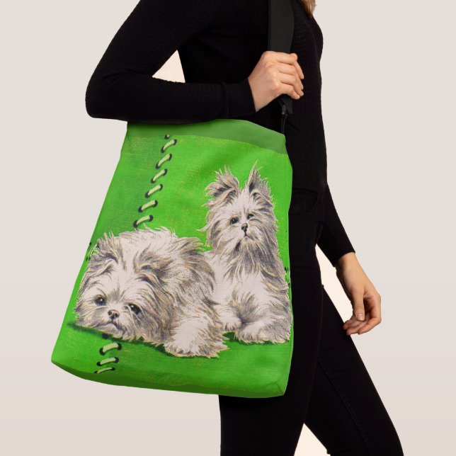 cute floofy dogs print crossbody bag (Close Up)