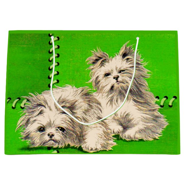 cute floofy dogs print large gift bag (Front)