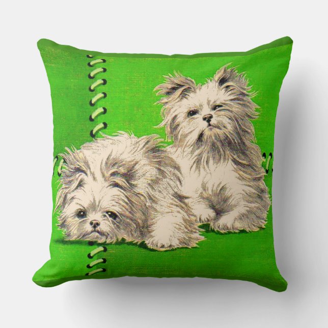 cute floofy dogs print throw pillow (Front)