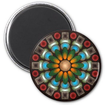 Cute Floral Abstract Vector Art Round Magnet by artisticVectors at Zazzle