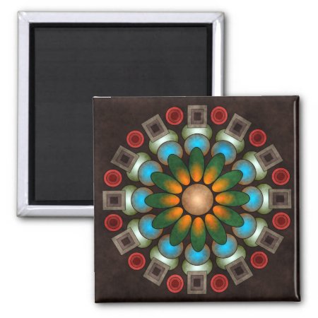 Cute Floral Abstract Vector Art Square Magnet