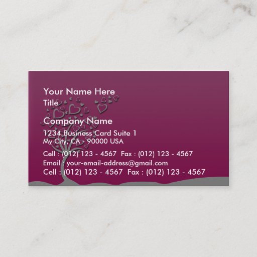 Customizable Cute floral and hearts on pink background business card