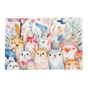 Cute floral animals cute design placemat