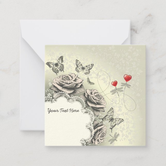 Cute Floral Any Event Note Card (Front)