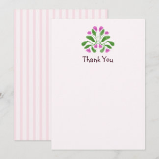 Cute Floral Art Nouveau Pink Baby Shower Thank You Card
