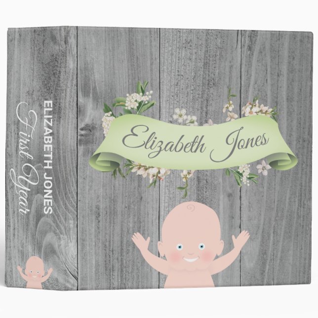 Cute Floral Baby 3 Ring Binder (Front/Spine)