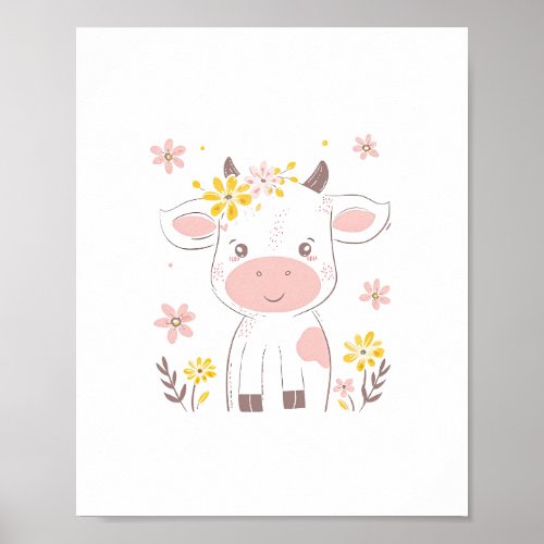 Cute Floral Baby Cow Nursery Decor