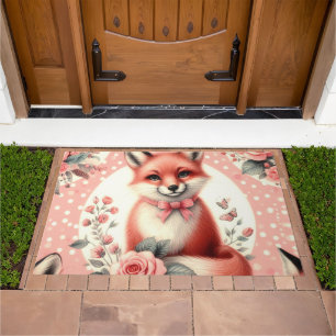 Cute Floral Baby Fox Doormat