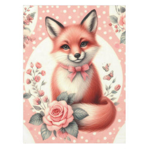 Cute Floral Baby Fox Tablecloth