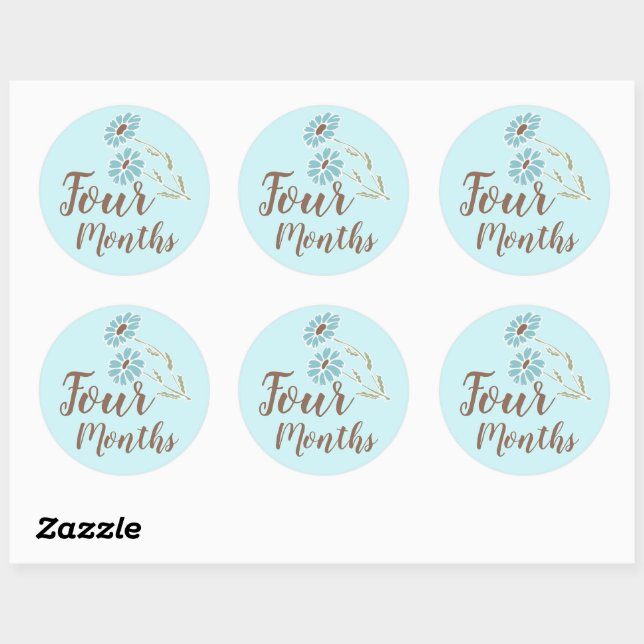 Cute Floral Baby Milestone Classic Round Sticker (Sheet)
