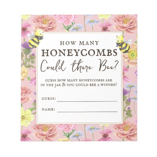 Cute Floral Baby Shower Honeycombs Guessing Game Notepad