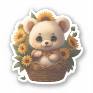 Cute Floral Bear Sticker