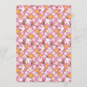 Cute Floral Bird Seamless Pattern Invitation