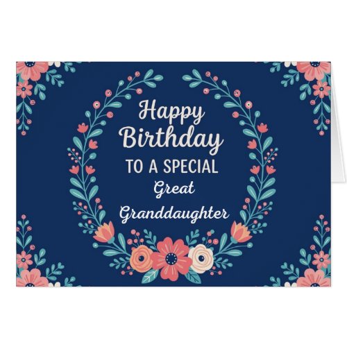 Cute Floral Birthday Card for Great Granddaughter