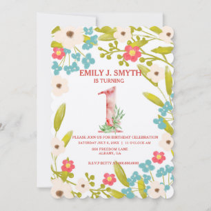 Cute Floral Birthday Invitation For Kids - Party