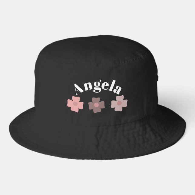Cute floral bohemian flowers Name Bucket Hat (Front)