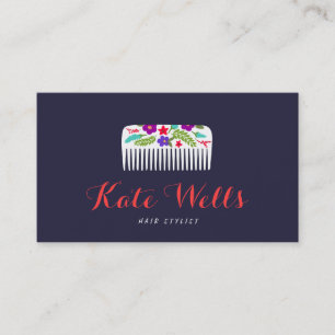 Cute Floral Bomb HairStylist Comb Hair Salon Business Card