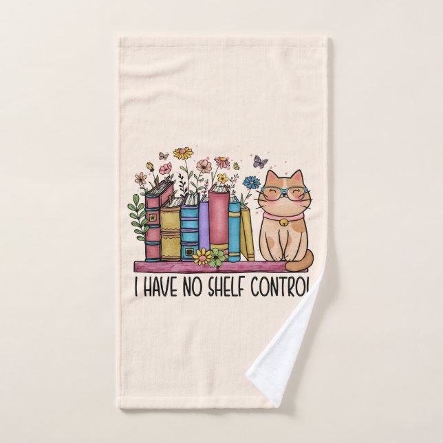 Cute Floral Books and Cat Bath Towel Set (Hand Towel)