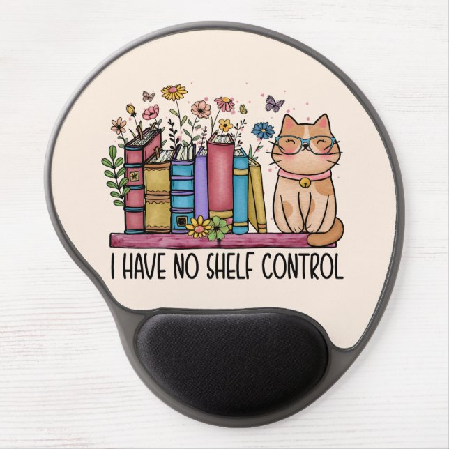 Cute Floral Books and Cat Gel Mouse Pad (Front)