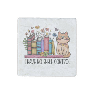 Cute Floral Books and Cat Stone Magnet