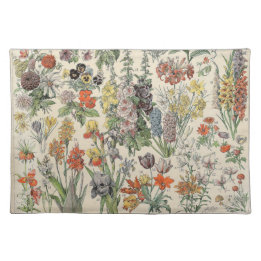 Cute Floral Botanical Drawing by Adolphe Millot Cloth Placemat