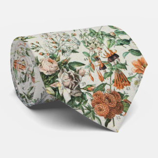 Cute Floral Botanical Drawing by Adolphe Millot Neck Tie