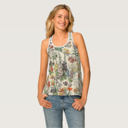 Cute Floral Botanical Drawing by Adolphe Millot Tank Top