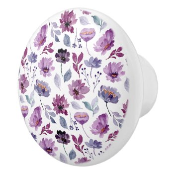 Cute Floral Botanical Watercolor Ceramic Knob by tyraobryant at Zazzle