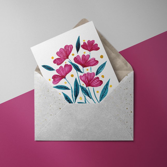 Cute floral bouquet - magenta and teal holiday card (Creator Uploaded)