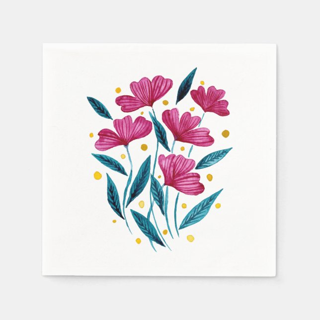 Cute floral bouquet - magenta and teal napkins (Front)
