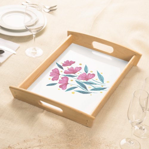 Cute floral bouquet _ magenta and teal serving tray