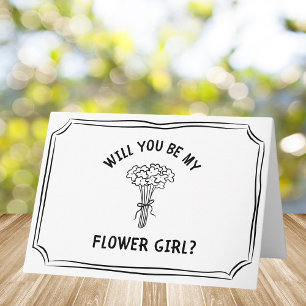 Cute Floral Bow Bouquet Flower Girl Proposal Card