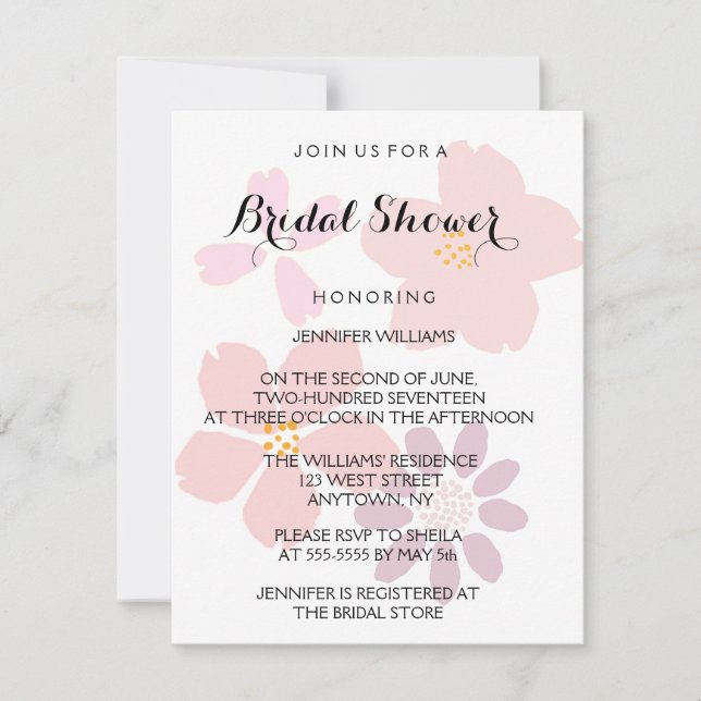 Cute Floral Bridal Shower Invitations (Front)