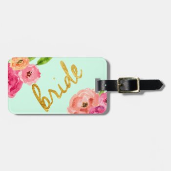 Cute Floral Bride Travel Luggage Tag Gift by CreationsInk at Zazzle