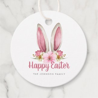 Cute Floral Bunny Ears Happy Easter