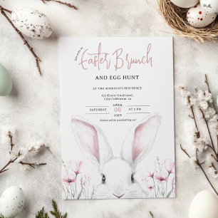 Cute Floral Bunny Easter Brunch and Egg Hunt Invitation