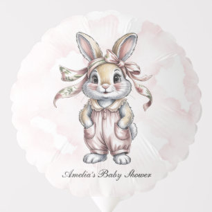 Cute Floral Bunny Girl Baby Shower  Balloon