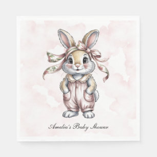Cute Floral Bunny Girl Baby Shower Napkins
