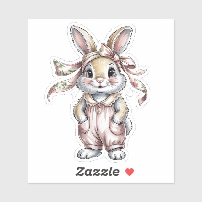 Cute Floral Bunny Girl Baby Shower Sticker (Sheet)