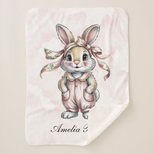 Cute Floral Bunny Girl Baby Shower Welcome Sign