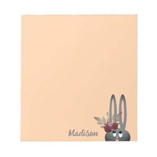Cute Floral Bunny Pastel Personalized Easter Notepad
