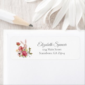 Cute Floral Bunny Rabbit Return Address