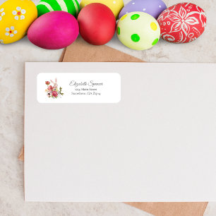 Cute Floral Bunny Rabbit Return Address Label