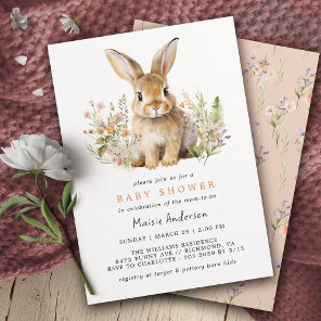 Cute Floral Bunny | Rabbit Spring Baby Shower Invitation