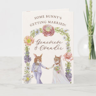 Cute Floral Bunny Rabbit Wedding Congratulations Card