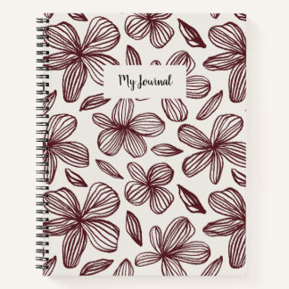 Cute Floral Burgundy Monogram Notebook