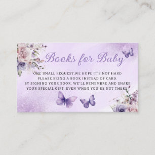 Cute Floral Butterfly Books for Baby Baby Shower  Enclosure Card