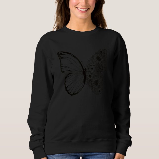 Cute Floral Butterfly Botanical Boho Monarch Summe Sweatshirt (Front)